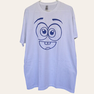 Blue Smiley Face Emoji Graphic Tee - Size XL - All Genders